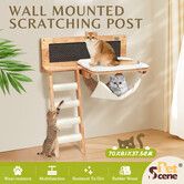 Wood Cat Bed Wall Mounted Climbing Shelf Kitten Scratcher Scratching Post Board Tower Tree Ladder Hammock Soft Cushion Mat Climber Pet Furniture