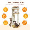 3-Level Cat Tree Perch Scratching Post Climbing Tower Sisal Scratcher Play Gym Wooden Pet House Furniture 118.5cm