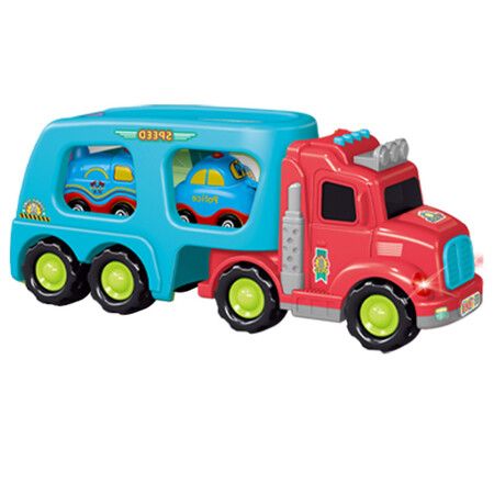 Toddler Car Toys for 3 4 5 6 Years Old Construction Transport Truck for Kids Boys Girls (Red)