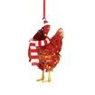 5pcs Acrylic Christmas Chicken Ornament Funny Rooster Hens with Scarf Decor Tree Hanging Ornaments Christmas Decorations for Tree,Car Pendant