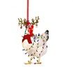 5pcs Acrylic Christmas Chicken Ornament Funny Rooster Hens with Scarf Decor Tree Hanging Ornaments Christmas Decorations for Tree,Car Pendant