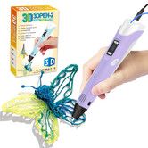 3D Printing Pen with Display - Includes 3D Pen, 3 Starter Colors of PLA Filament, Stencil Book