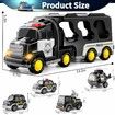 TEMI Police Truck Toys 5-in-1 Friction Power Emergency Vehicle Police Car Toy Carrier Truck Toys for Kids Ages 3+