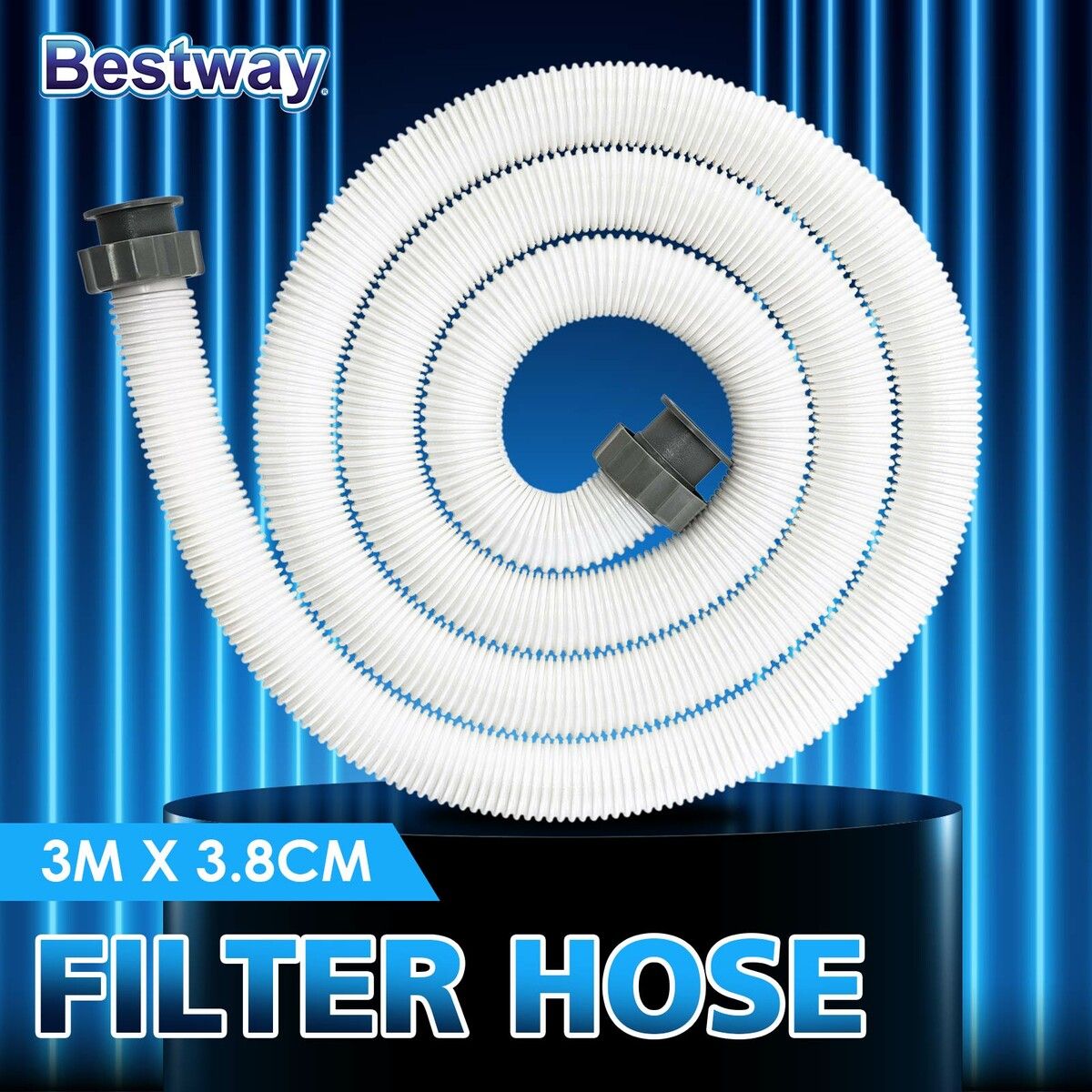 Bestway Swimming Pool Pump Hose Pipe Sand Filter Cartridge 3m x 38mm Diameter