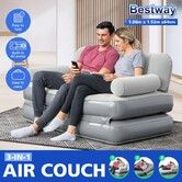 3 In 1 Bestway Inflatable Bed Air Couch 3 Seater Lounge Recliner Chair Foldable Sofa Mat Camping Mattress Built-In Pump