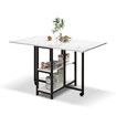 Folding Dining Table Extendable Room Outdoor Furniture Kitchen Home Dinner Desk Camping Picnic Foldable Wooden Metal with Shelves Wheels