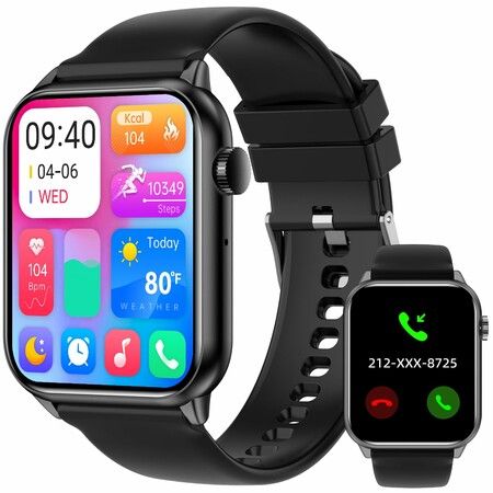 1.85" Smart Watch with 341PPI Retina Screen for Men Women Bluetooth Call,IP68 Waterproof Fitness Tracker Watch with 37 Sports Mode,Smartwatch with Heart Rate/Sleep Monitor/Steps & Calories Counter