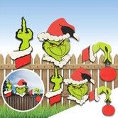Decoration Grinch Christmas Fence Peeker Outdoor Festive Yard Ornament Holiday Display Fun Gift