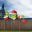 Decoration Grinch Christmas Fence Peeker Outdoor Festive Yard Ornament Holiday Display Fun Gift