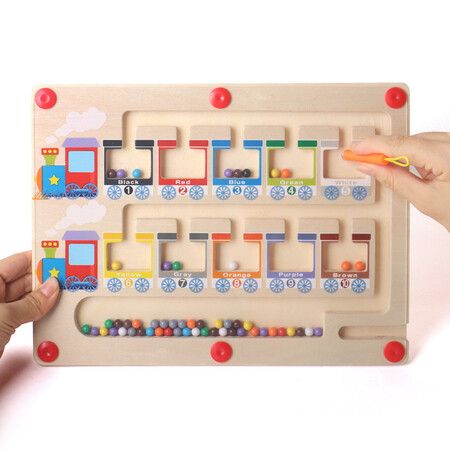 Magnetic Color and Number Maze Board Wooden Montessori Fine Motor Skills Toys for 3 4 5 Year Old Preschool Learning Activities