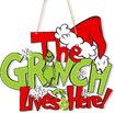 Grinch Christmas Door Decorations Front Doors Hanger Sign Thief Stole Wooden Hanging Ornaments Xmas Wall Window Tree Decor Indoor Outdoor