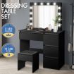 ALFORDSON Dressing Table Stool Set Makeup Mirror Desk LED 12 Bulbs Black