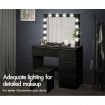 ALFORDSON Dressing Table Stool Set Makeup Mirror Desk LED 12 Bulbs Black