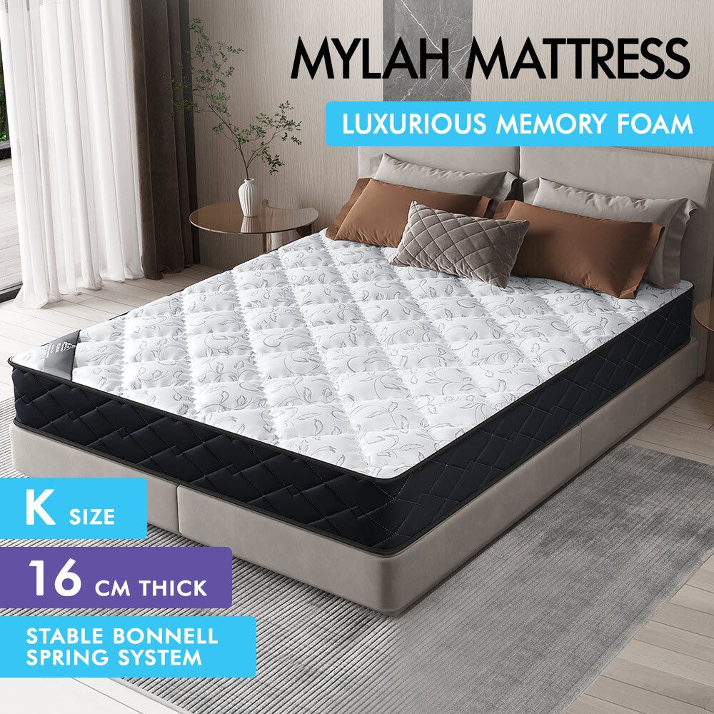 STARRY EUCALYPT Mattress Bonnell Spring King Size Tight Top Foam 16cm Mylah