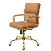 ALFORDSON Office Chair Ergonomic Paddings Executive Computer Seat Mid Back Gold and Brown