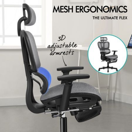 ALFORDSON Ergonomic Office Chair Mesh Executive Seat Work Computer Gaming Grey