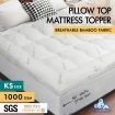 S.E. Bamboo Fibre Pillowtop Mattress Topper Underlay Pad Cover King Single 7.5cm