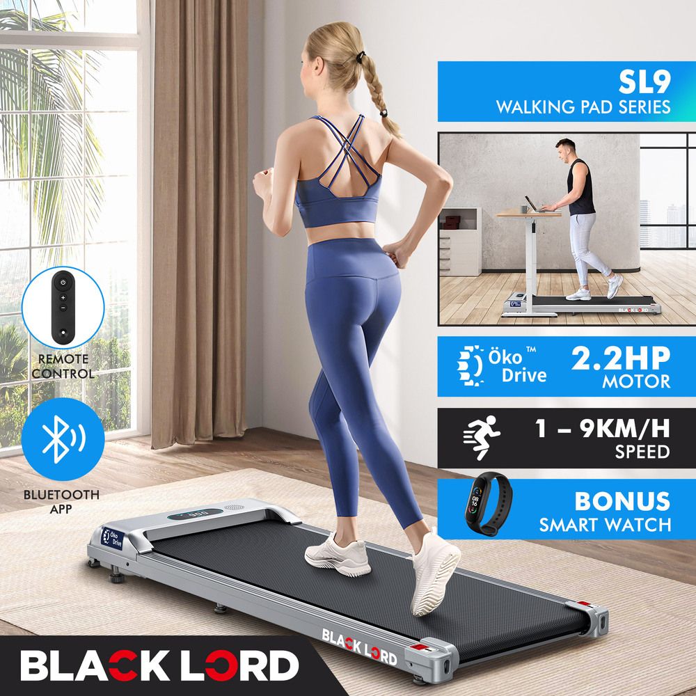 BLACK LORD Treadmill Electric Walking Pad Home Office Gym Fitness Remote Control Silver