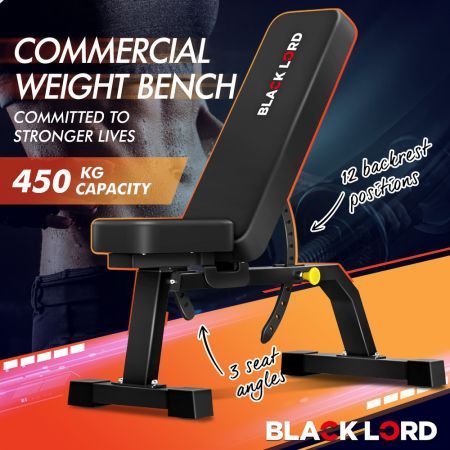 BLACK LORD Commercial Weight Bench Flat Incline Press Sit-up Fitness Home Gym