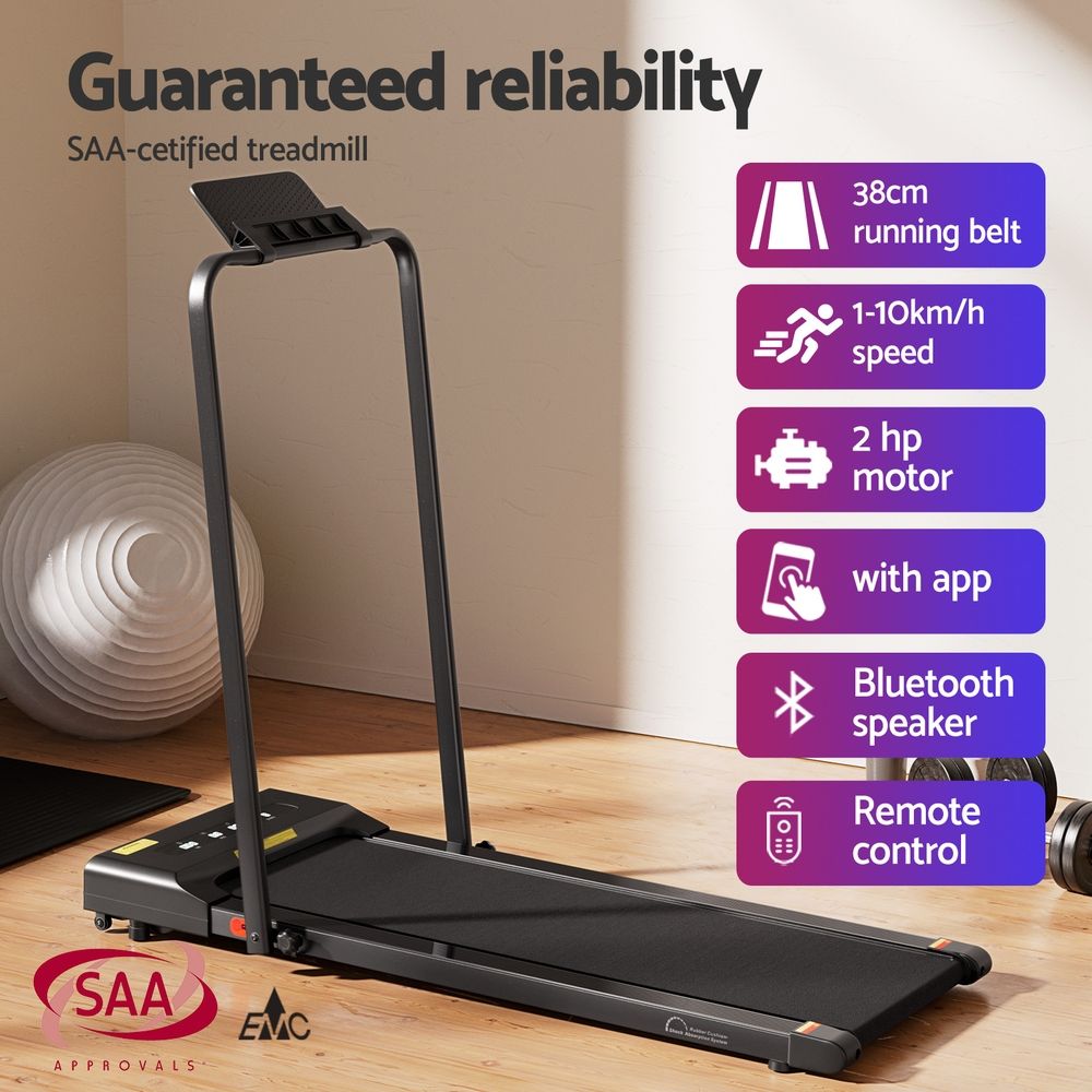 Everfit Treadmill Electric Walking Pad Home Gym Office Fitness 380mm Black