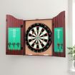 18" Dartboard Cabinet Set Professional Dartboard Wood Classic Game Party Sport