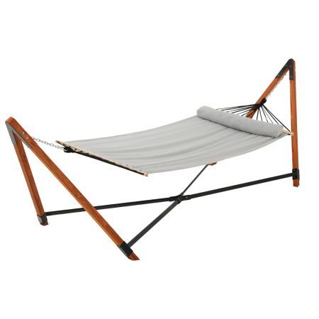 Gardeon Hammock Bed Outdoor Camping Timber Hammock with Stand Grey