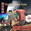 27MHZ RC Train Electric Track Classic Model Vehicles Smoke LED Lights Music Sound Remote Control Kids Gifts Toys Brown