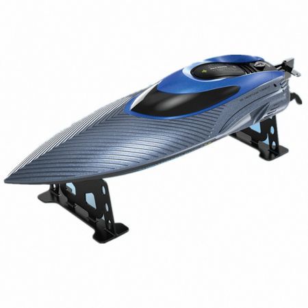 2.4G RC Boat Fast High Speed Capsized Reset LED Light Water Model Remote Control RTR Pools Lakes Racing One Battery Silver