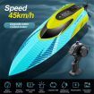 2.4G RC Boat Fast High Speed Capsized Reset LED Light Water Model Remote Control Toys RTR Pools Lakes Racing One Battery Green