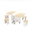 Folding Dining Table Set 4 Chairs Extendable Outdoor Home Furniture Room Kitchen Picnic Camping Modern Foldable Wooden 5 Piece with Wheels