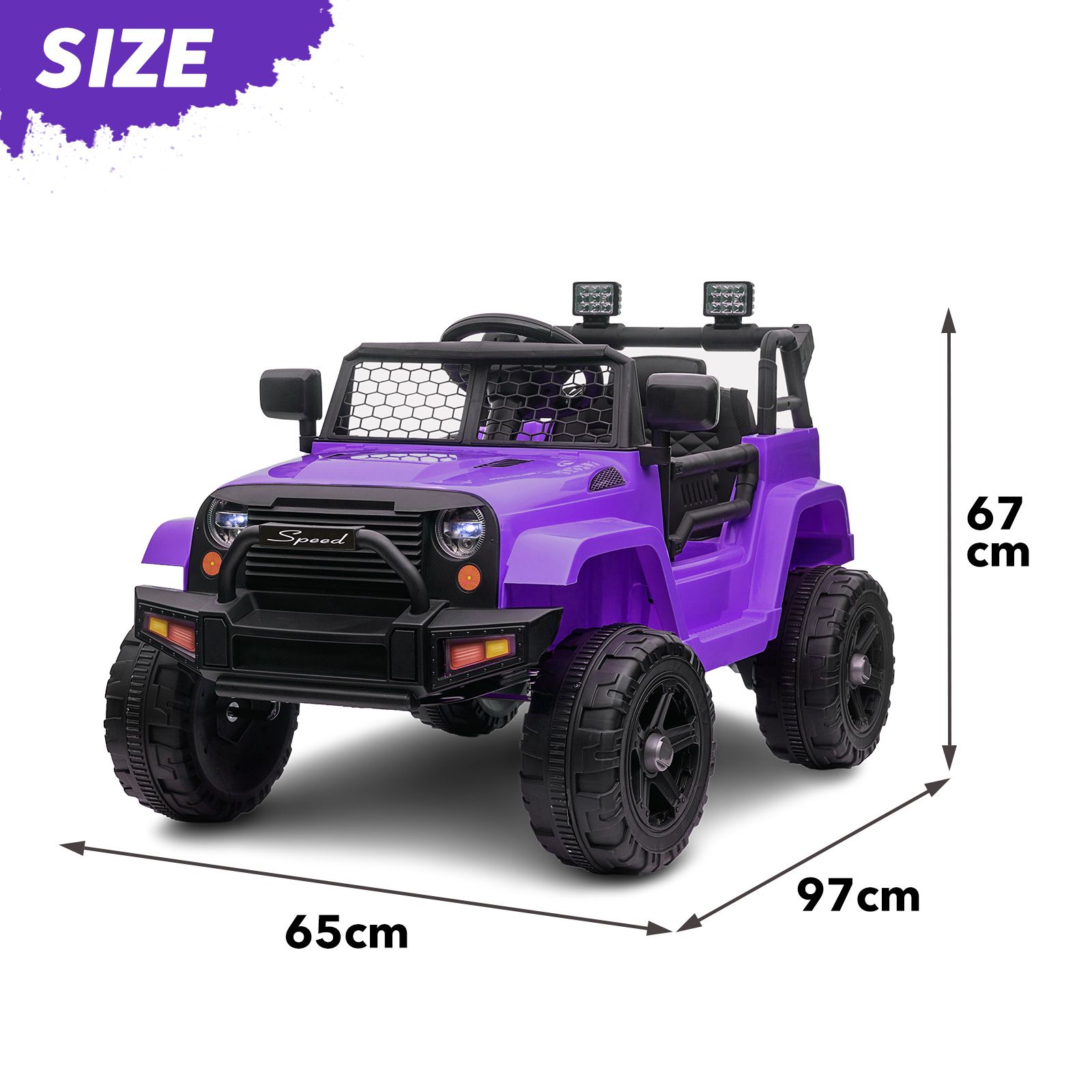 Kids Electric Car Ride On Truck Remote Control Toy Jeep Vehicle 12V Purple Children Spring Suspension LED AUX Port