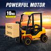 Kids Electric Forklift RC Car Ride On Toy Vehicle Off Road Truck 12V Battery with Parental Remote Control Liftable Forks Pallet Light MP3 Black