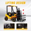 Kids Electric Forklift RC Car Ride On Toy Vehicle Off Road Truck 12V Battery with Parental Remote Control Liftable Forks Pallet Light MP3 Black