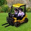 Kids Electric Forklift RC Car Ride On Toy Vehicle Off Road Truck 12V Battery with Parental Remote Control Liftable Forks Pallet Light MP3 Black