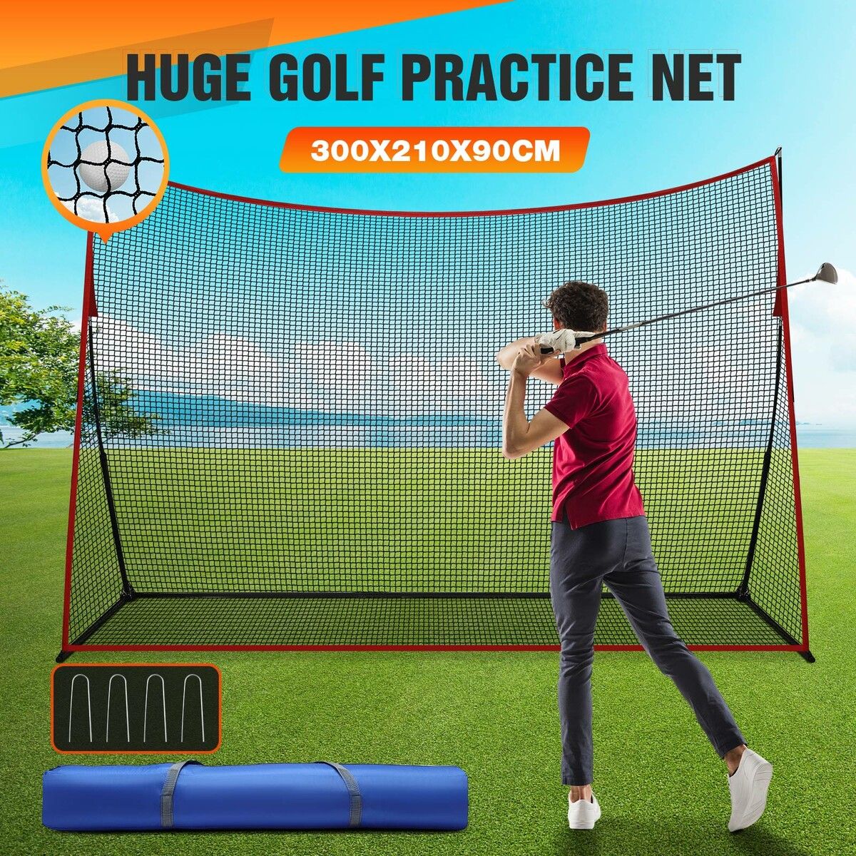 Golf Practice Net Hitting Training Driving Aids Sports netting Indoor Outdoor Garden 3M x 2.1M