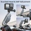 Handlebar Clamp Mount, Motorcycle Bike Pole Mount with Flexible 360 Ball Head Compatible with GoPro Hero