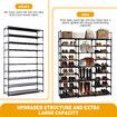 9 Tier Shoe Rack Storage Organiser 50 Pairs Shoes Shelving Entryway Closet Cabinet Display Space Saving Corner Shelf DIY Metal Stackable Hook