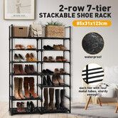 Shoe Rack 7 Tiers Storage Shelving 30 Pairs Shoes Boots Organiser Entryway Closet Cabinet DIY Display Stand Shelves Space Saving Unit Metal