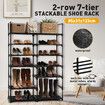 Shoe Rack 7 Tiers Storage Shelving 30 Pairs Shoes Boots Organiser Entryway Closet Cabinet DIY Display Stand Shelves Space Saving Unit Metal