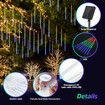 LED Solar Meteor Shower Rain Drop String Lights Xmas Falling Star Tree Decor Night Outdoor Christmas Garden Waterproof