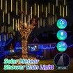 LED Solar Meteor Shower Rain Drop String Warm Lights Xmas Falling Star Tree Decor Night Outdoor Christmas Garden Waterproof