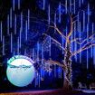 LED Solar Meteor Shower Rain Drop String Blue Lights Xmas Falling Star Tree Decor Night Outdoor Christmas Garden Waterproof