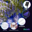 LED Solar Meteor Shower Rain Drop String Blue Lights Xmas Falling Star Tree Decor Night Outdoor Christmas Garden Waterproof