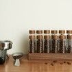 Walnut solid wood base 12 Tubes Single Dose Coffee Bean Storage wooden Holder Coffee Bean Cellar Dosing Glass Vials With Lids 2Oz Containers Display Stand And Funnel