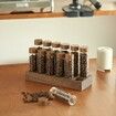 Walnut solid wood base 12 Tubes Single Dose Coffee Bean Storage wooden Holder Coffee Bean Cellar Dosing Glass Vials With Lids 2Oz Containers Display Stand And Funnel