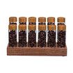 Walnut solid wood base 12 Tubes Single Dose Coffee Bean Storage wooden Holder Coffee Bean Cellar Dosing Glass Vials With Lids 2Oz Containers Display Stand And Funnel