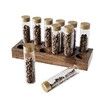 Single Dose Coffee Bean Storage Tubes Coffee Bean Cellar 12Pcs Dosing Glass Vials With Lids (2Oz) Wooden Display Stand And Funnel