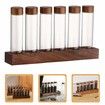 Glass Test Tube Set with Plastic Stoppers and Wood Rack Glass Coffee Bean Container Mini Glass Bottles Jars for Lab,Party Favors,Candy,Beads,6 Piece Set/19ml