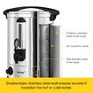 Maxkon Water Urn Kettle Dispenser Instant Hot Cold Tea Coffee Maker Commercial Home Camping Boiler Machine Stainless Steel with Tap 23.8L