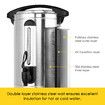 Maxkon Coffee Urn Maker Machine Instant Hot Cold Water Dispenser Kettle Tea Home Commercial Camping Boiler Stainless Steel with Tap 19.6L